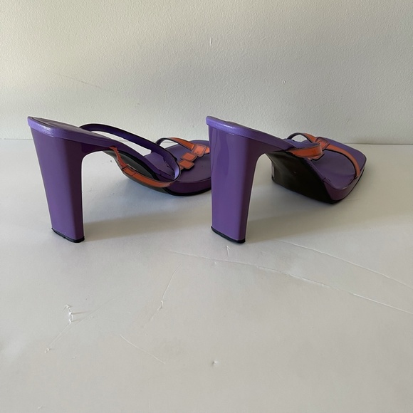 Bella Ricco Neon Orange Purple Square-toe Heels Size 9 - Picture 8 of 9